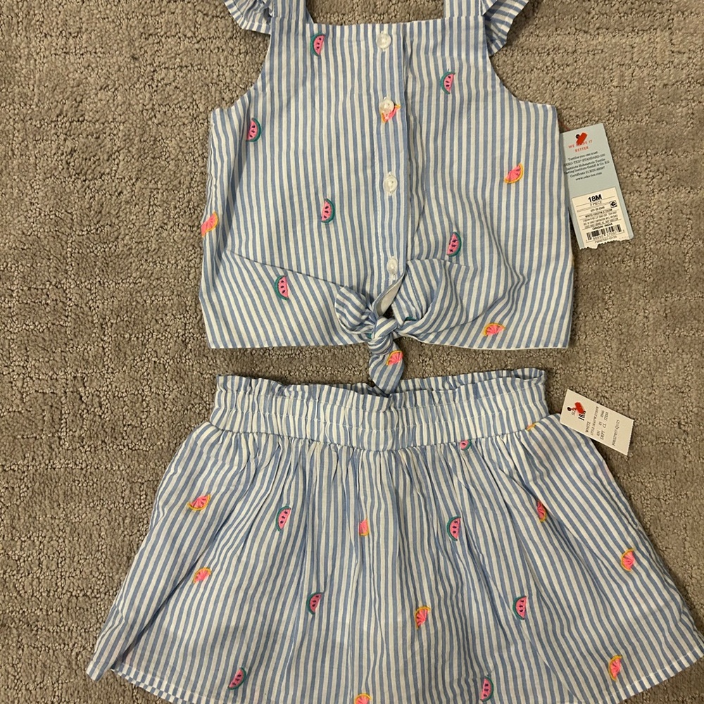 Cat & Jack Blue and White Striped Kids Matching Set